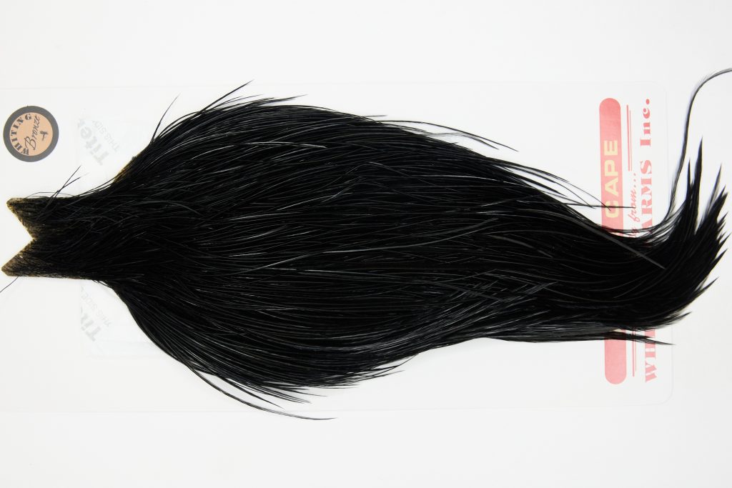 12684 Whiting Dry Fly Hackle Bronze Grade Rooster Cape Black Ties Size 10-22