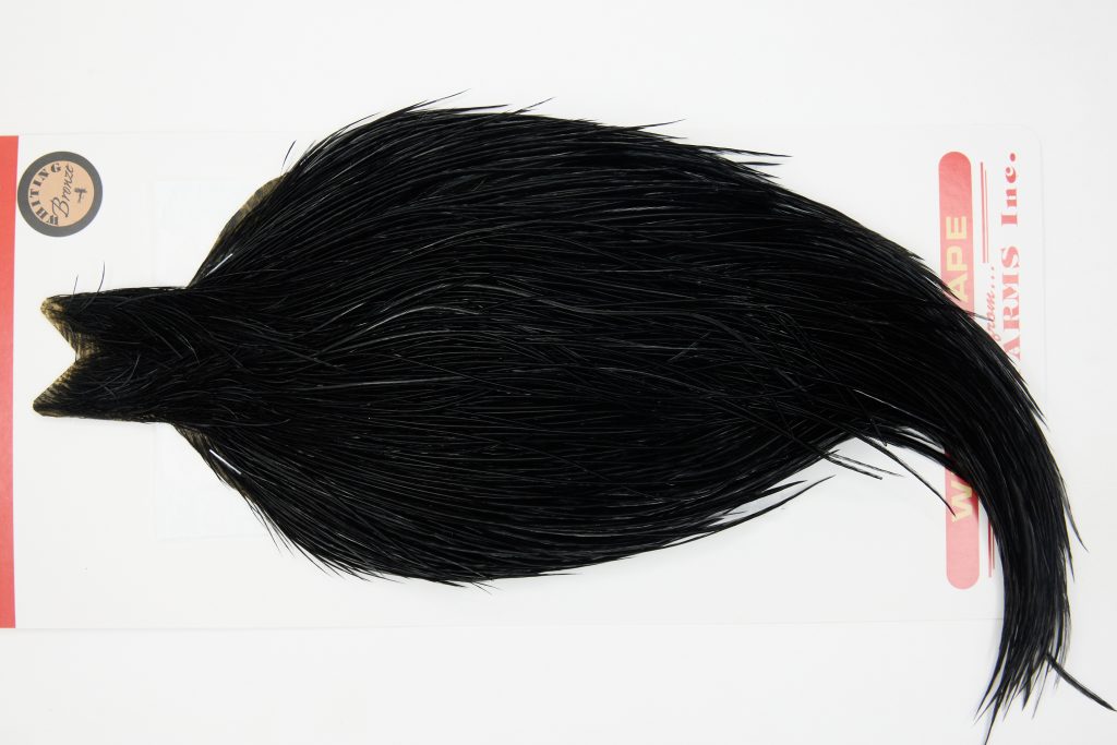 12686 Whiting Dry Fly Hackle Bronze Grade Rooster Cape Black Ties Size 8-22