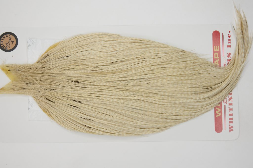 12692 Whiting Dry Fly Hackle Bronze Grade Rooster Cape Ghost Barred White Ties Size 10-22