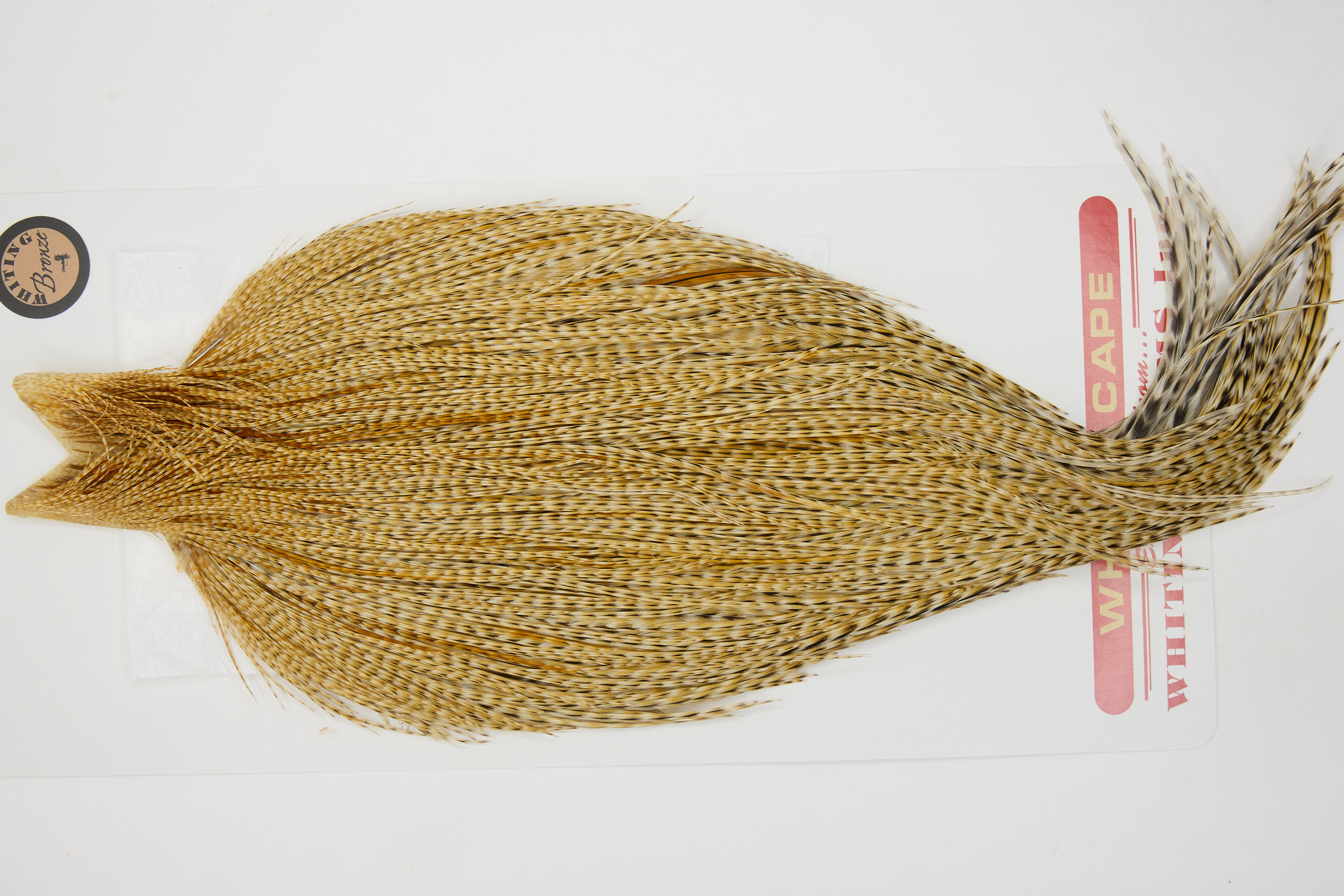 12697 Whiting Dry Fly Hackle Bronze Grade Rooster Cape Barred Medium Ginger Ties Size 8-20