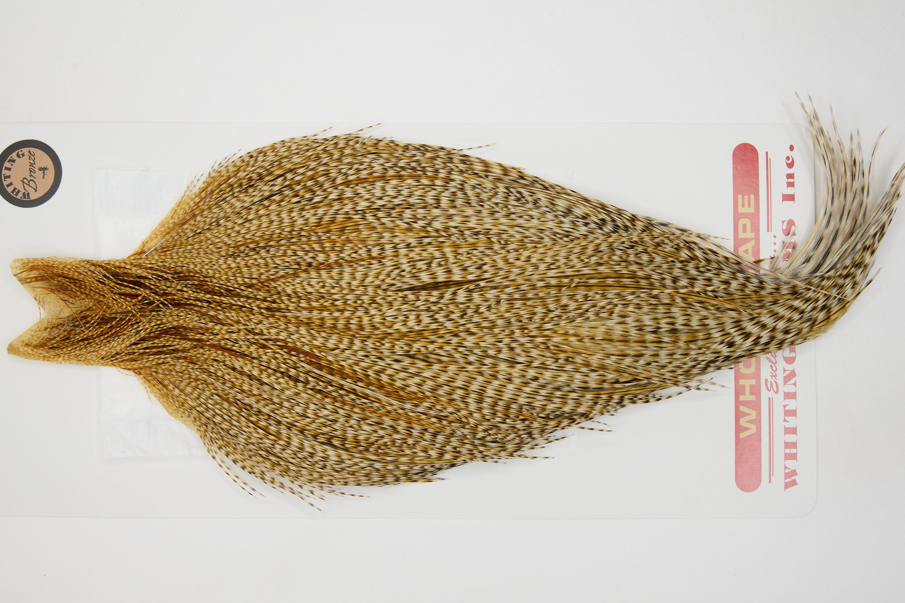 12698 Whiting Dry Fly Hackle Bronze Grade Rooster Cape Barred Medium Ginger Ties Size 8-20
