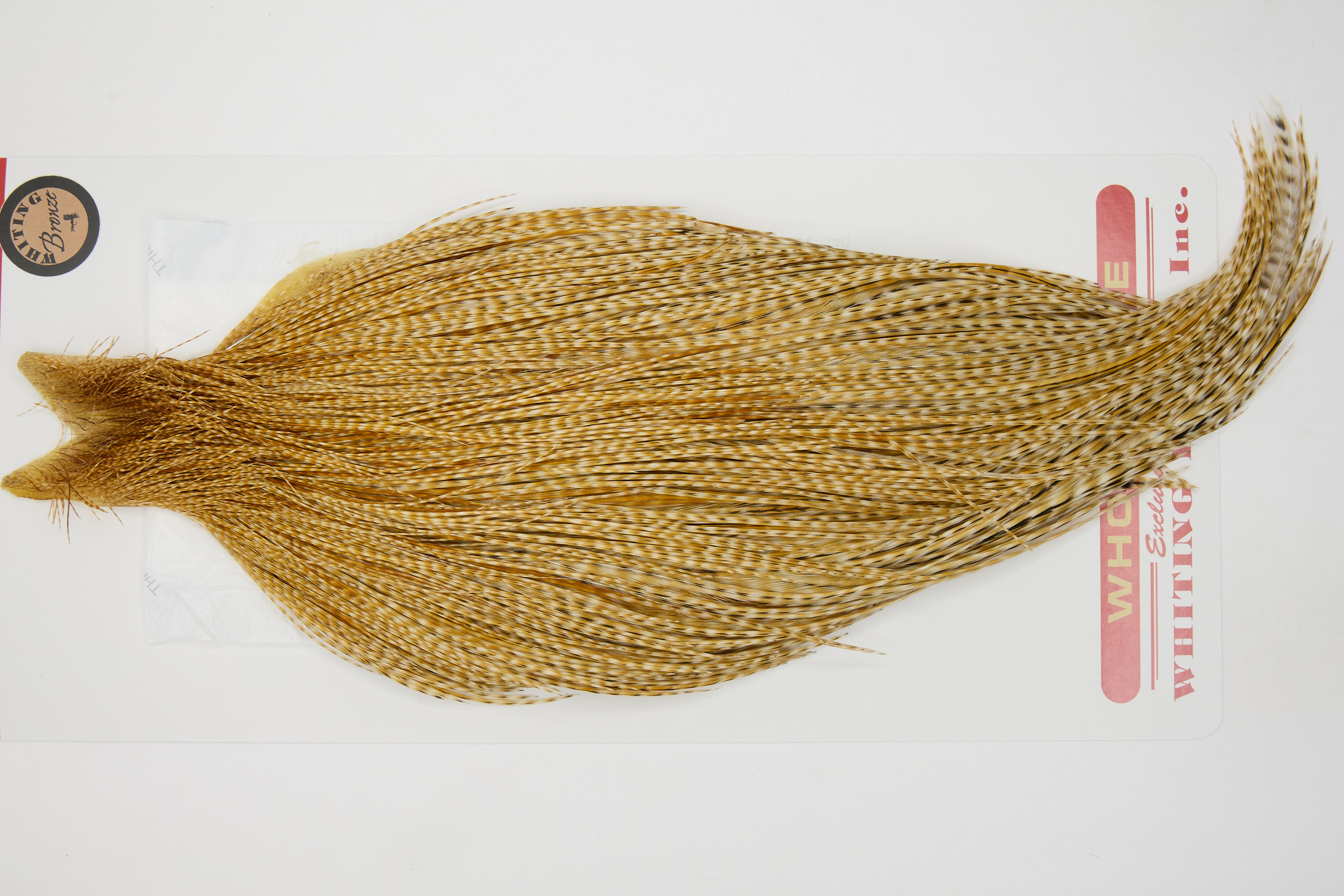 12699 Whiting Dry Fly Hackle Bronze Grade Rooster Cape Barred Medium Ginger Ties Size 8-24