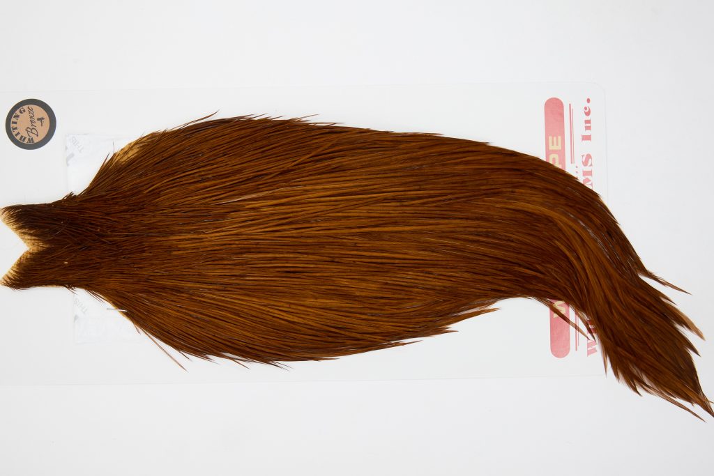 12702 Whiting Dry Fly Hackle Bronze Grade Rooster Cape Brown Ties Size 8-22