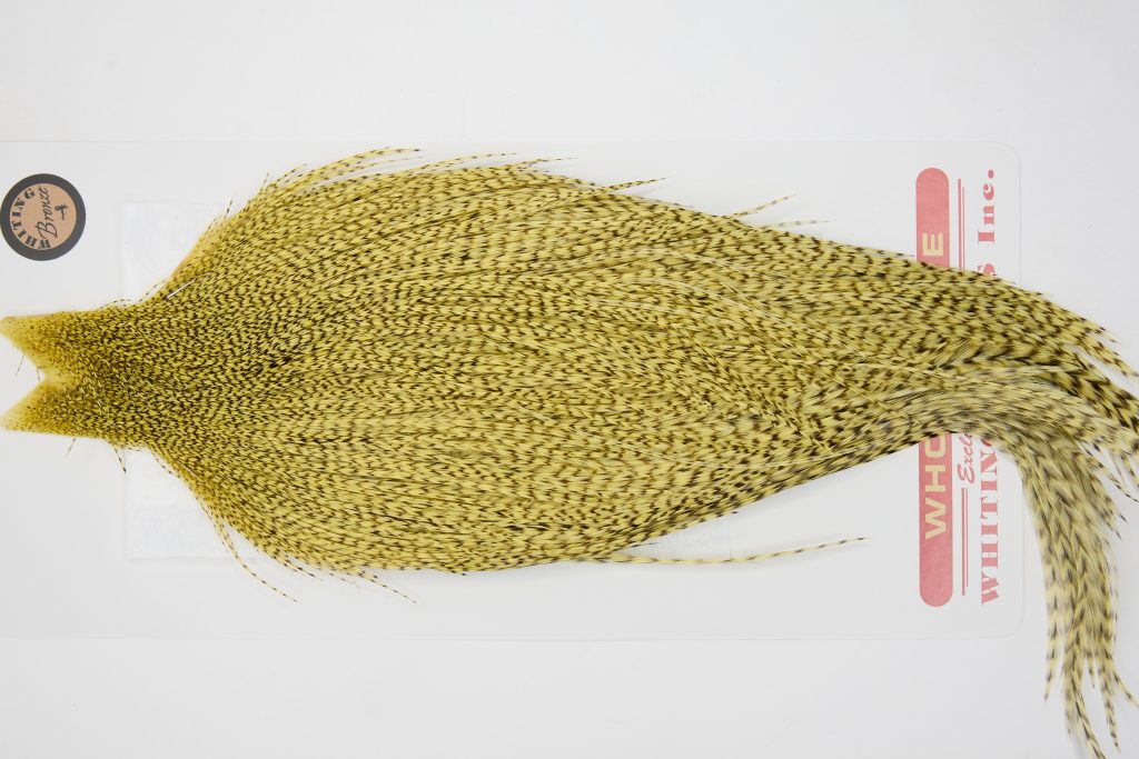 12718 Whiting Dry Fly Hackle Bronze Grade Rooster Cape Grizzly Pale Yellow Ties Size 8-20