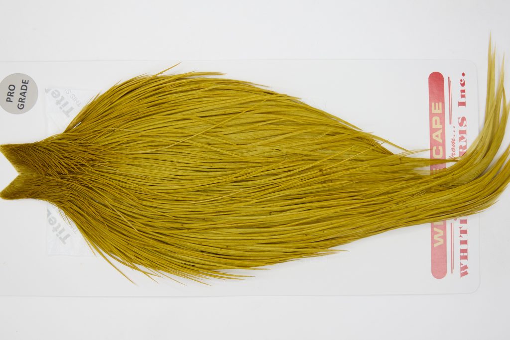 12793 Whiting Dry Fly Hackle Pro Grade Rooster Saddle Golden Olive Ties Size 8-22