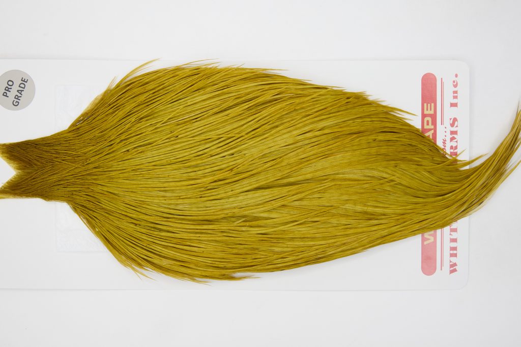 12794 Whiting Dry Fly Hackle Pro Grade Rooster Saddle Golden Olive Ties Size 10-22