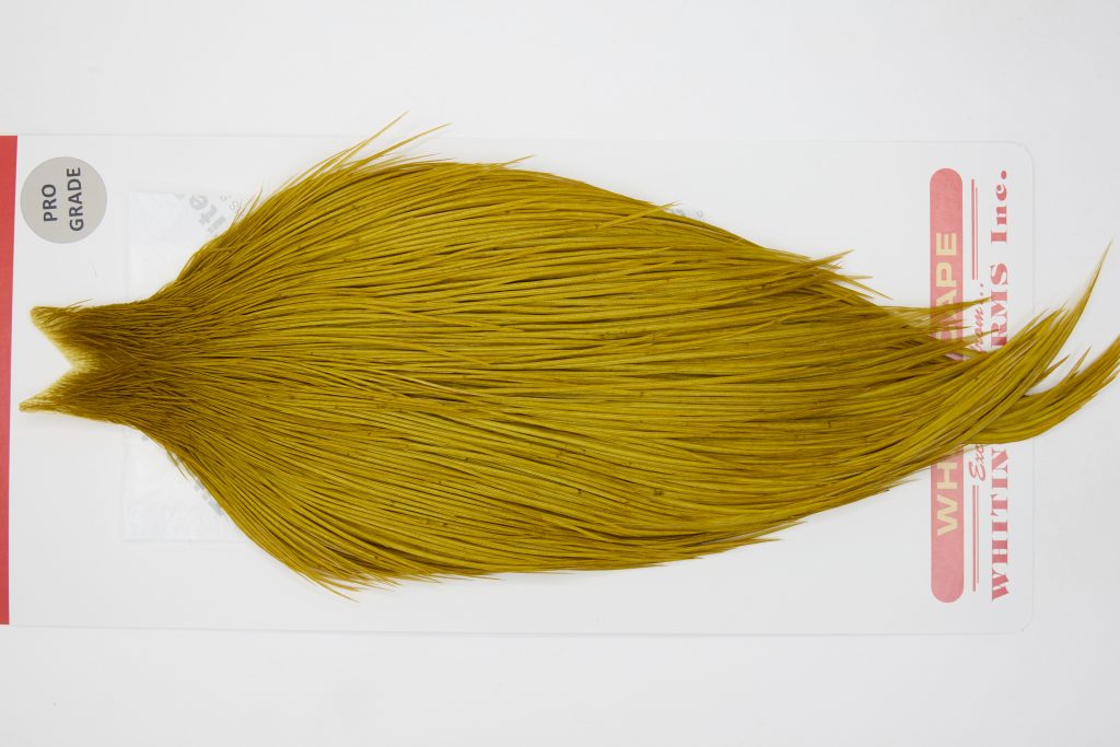 12796 Whiting Dry Fly Hackle Pro Grade Rooster Saddle Golden Olive Ties Size 10-22