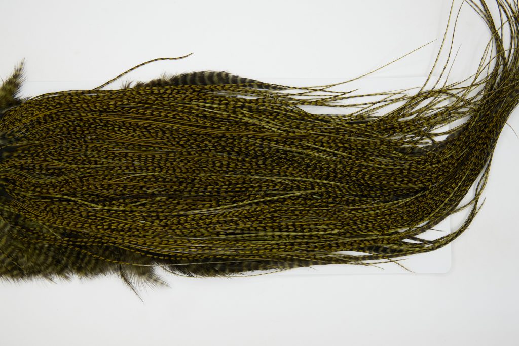 12854 Whiting Hackle Pro Grade Midge Saddle Grizzly Dark Olive Ties Size 18-22