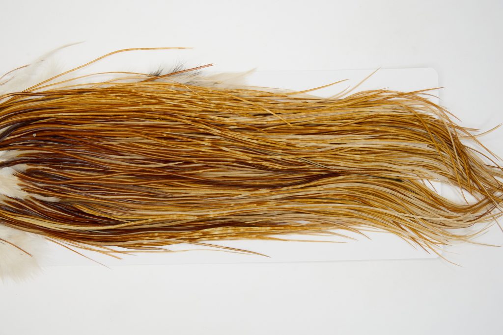 12897 Whiting Dry Fly Hackle Bronze Grade Rooster Saddle Medium Ginger Ties Size 16-18