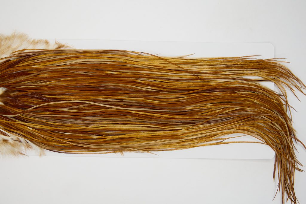12898 Whiting Dry Fly Hackle Bronze Grade Rooster Saddle Medium Ginger Ties Size 14-18