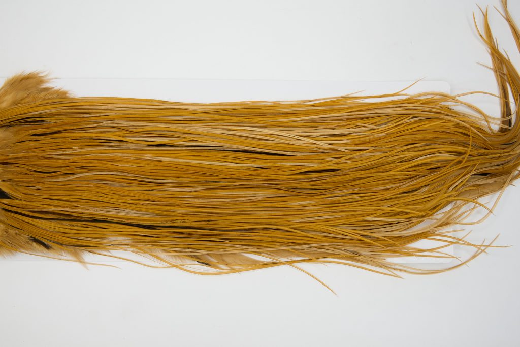12910 Whiting Dry Fly Hackle Bronze Grade Rooster Saddle Medium Ginger Ties Size 16-18
