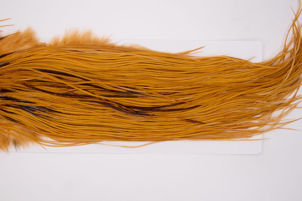 12927 Whiting Dry Fly Hackle Bronze Grade Rooster Saddle Golden Brown Ties Size 16-18