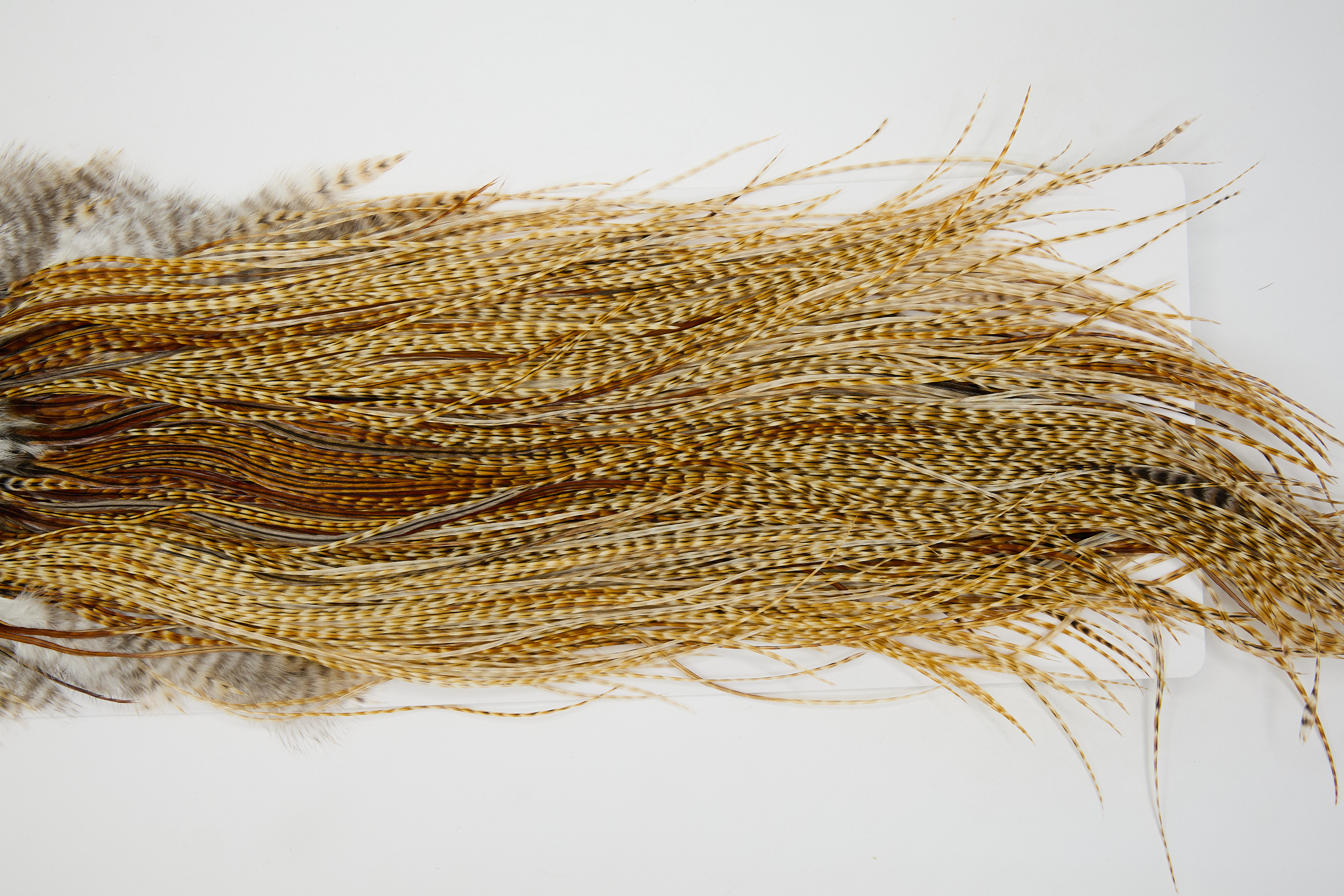 12943 Whiting Dry Fly Hackle Bronze Grade Rooster Saddle Barred Medium Ginger Ties Size 14-18