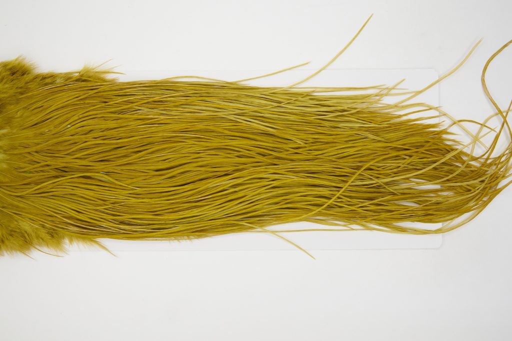 12950 Whiting Dry Fly Hackle Bronze Grade Rooster Saddle Golden Olive Ties Size 16-18