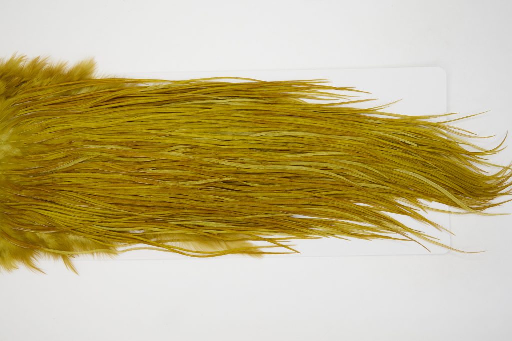 12951 Whiting Dry Fly Hackle Bronze Grade Rooster Saddle Golden Olive Ties Size 16-18