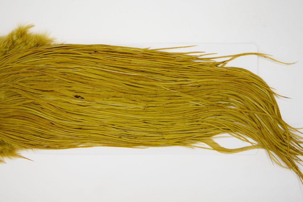 12953 Whiting Dry Fly Hackle Bronze Grade Rooster Saddle Golden Olive Ties Size 12-16