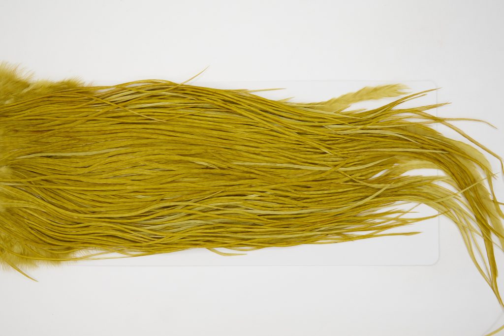 12954 Whiting Dry Fly Hackle Bronze Grade Rooster Saddle Golden Olive Ties Size 12-16