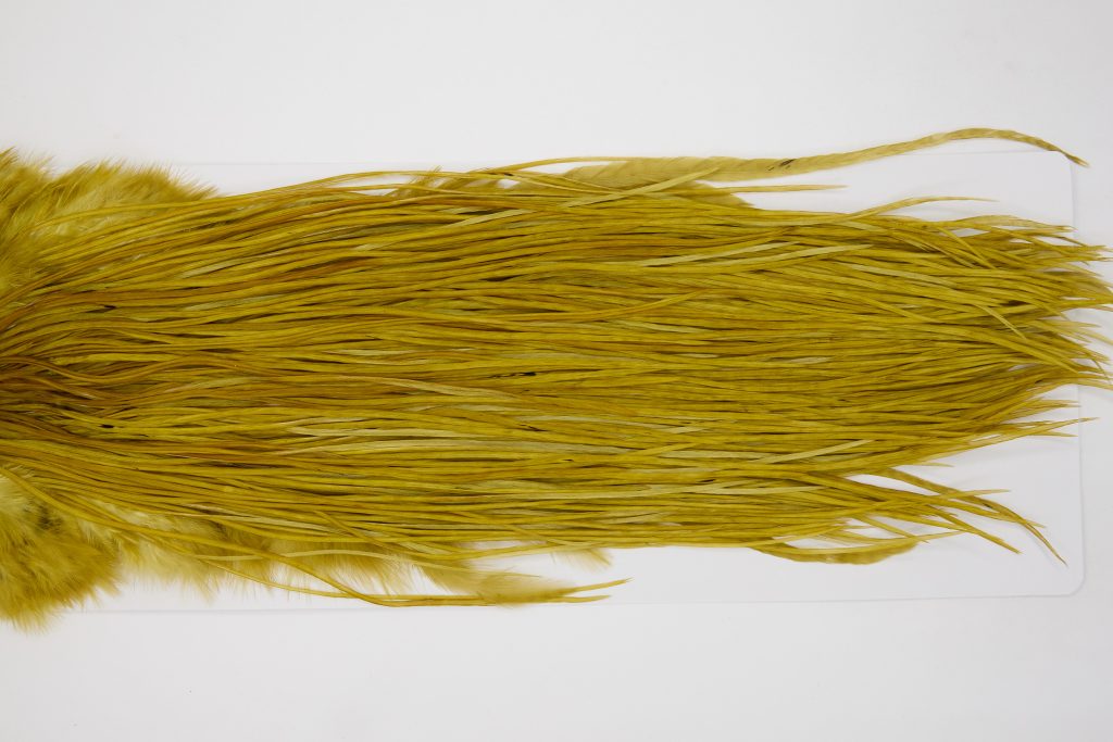 12957 Whiting Dry Fly Hackle Bronze Grade Rooster Saddle Golden Olive Ties Size 14-18