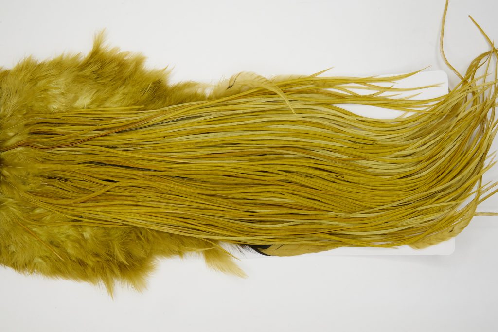 12969 Whiting Dry Fly Hackle Pro Grade Rooster Saddle Golden Olive Ties Size 14-16