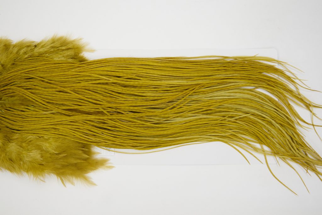 12970 Whiting Dry Fly Hackle Pro Grade Rooster Saddle Golden Olive Ties Size 14-16
