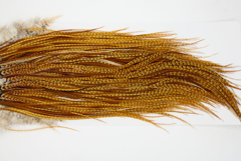 12981 Whiting Dry Fly Hackle Pro Grade Rooster Saddle Dark Barred Ginger Ties Size 14-16
