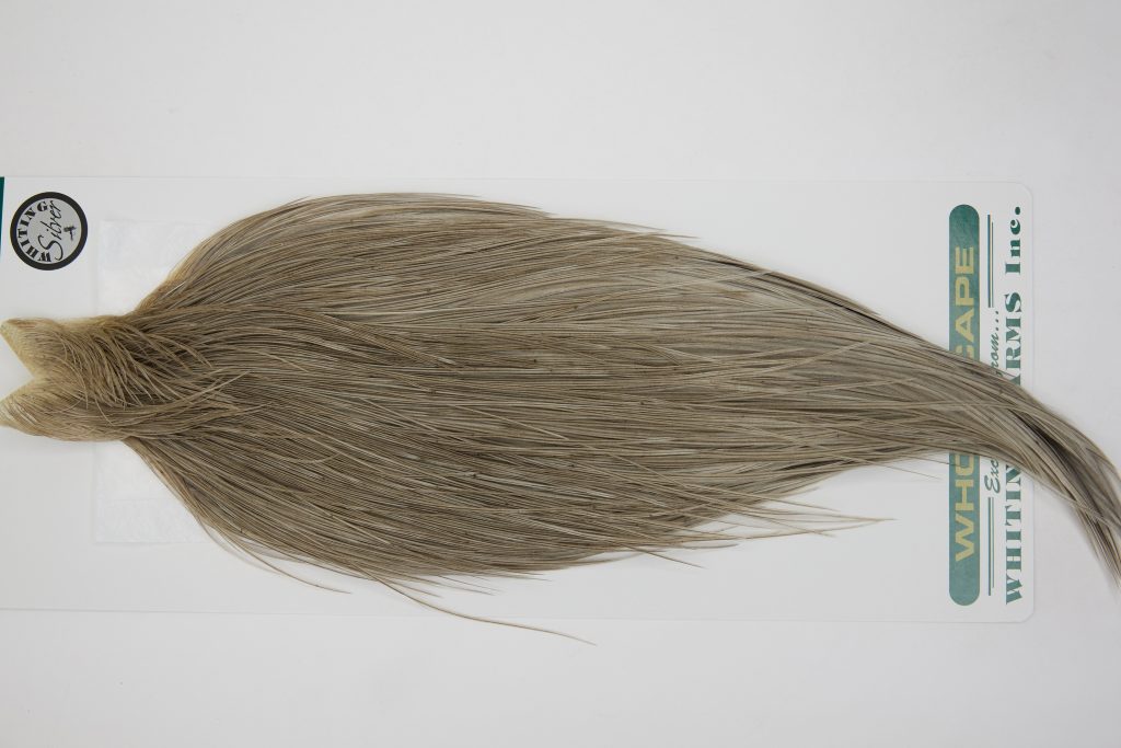 12989 Hebert Dry Fly Hackle Silver Grade Rooster Cape Medium Grey Dun Ties Size 8-22