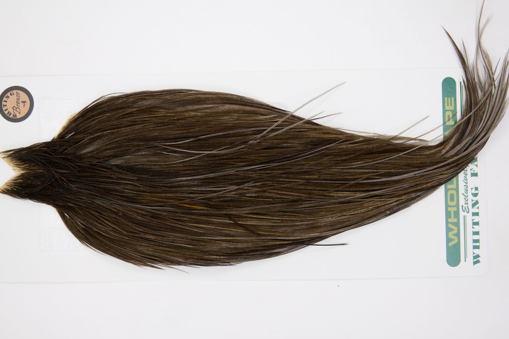 12997 Hebert Dry Fly Hackle Bronze Grade Rooster Cape Dark Grey Dun Ties Size 10-22