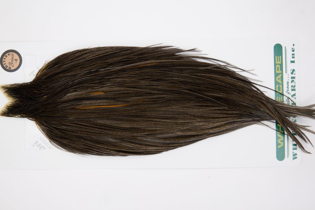12998 Hebert Dry Fly Hackle Bronze Grade Rooster Cape Dark Grey Dun Ties Size 8-24