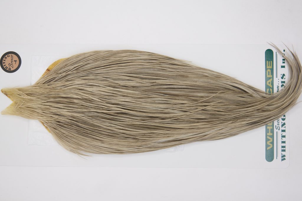 13001 Hebert Dry Fly Hackle Bronze Grade Rooster Cape Medium Grey Dun Ties Size 10-22