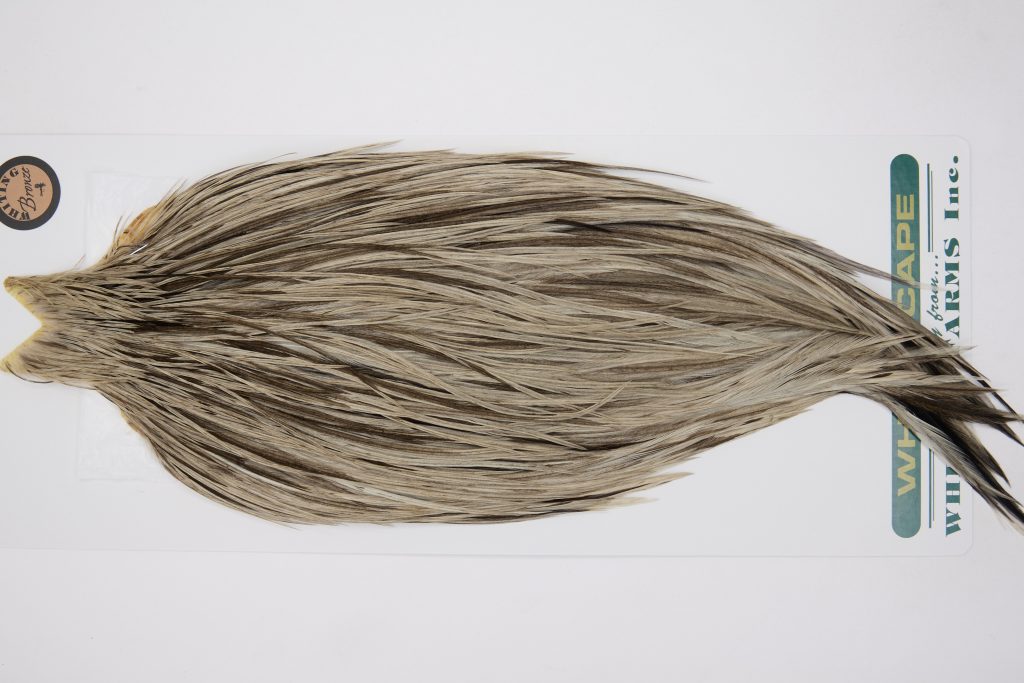 13002 Hebert Dry Fly Hackle Bronze Grade Rooster Cape Medium Grey Dun Ties Size 6-22