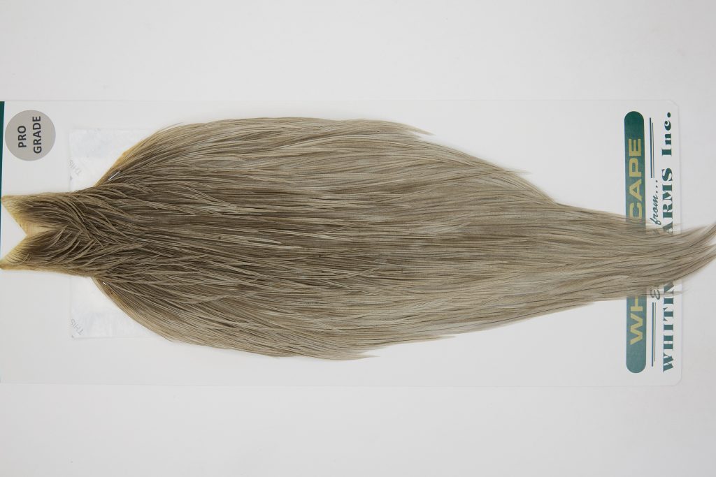 13031 Hebert Dry Fly Hackle Pro Grade Rooster Cape Medium Grey Dun Ties Size 8-20