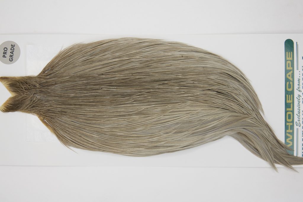 13032 Hebert Dry Fly Hackle Pro Grade Rooster Cape Medium Grey Dun Ties Size 8-22