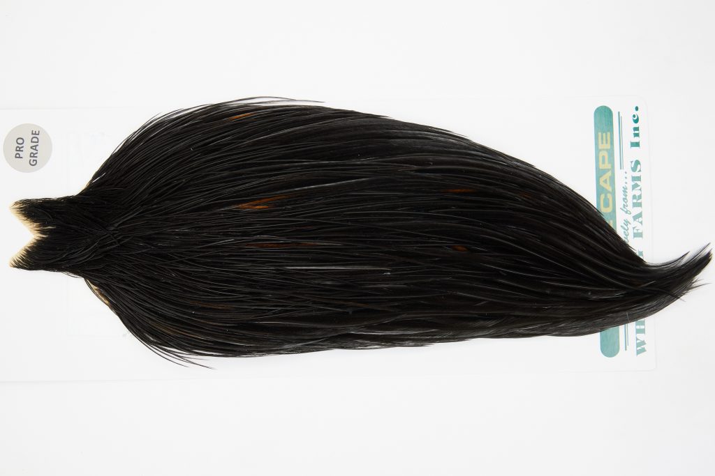 13034 Hebert Dry Fly Hackle Pro Grade Rooster Cape Black Ties Size 8-22