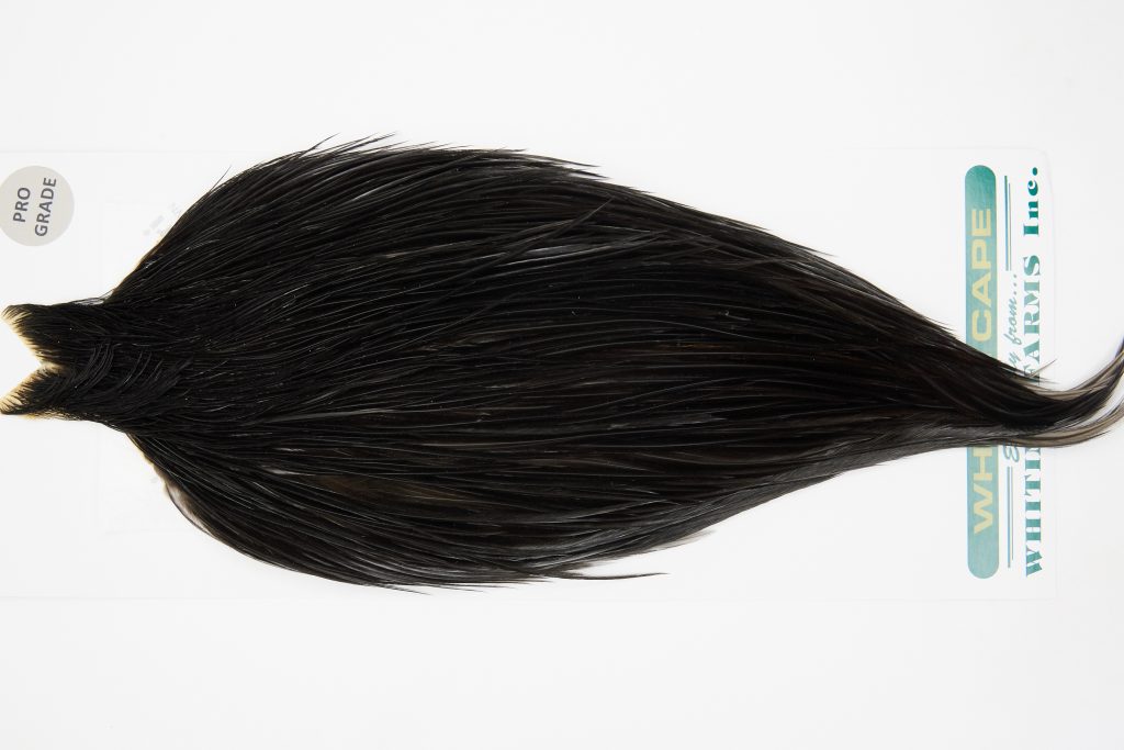 13036 Hebert Dry Fly Hackle Pro Grade Rooster Cape Black Ties Size 8-20