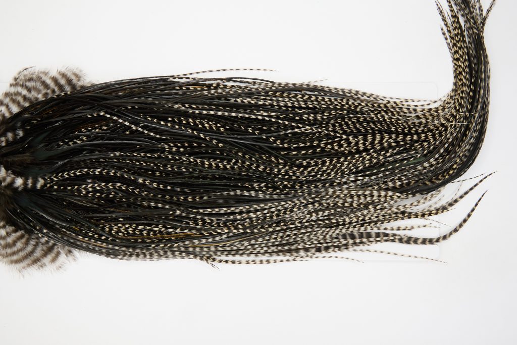 13066 Hebert Dry Fly Hackle Silver Grade Rooster Saddle Grizzly Variant Ties Size 12-14