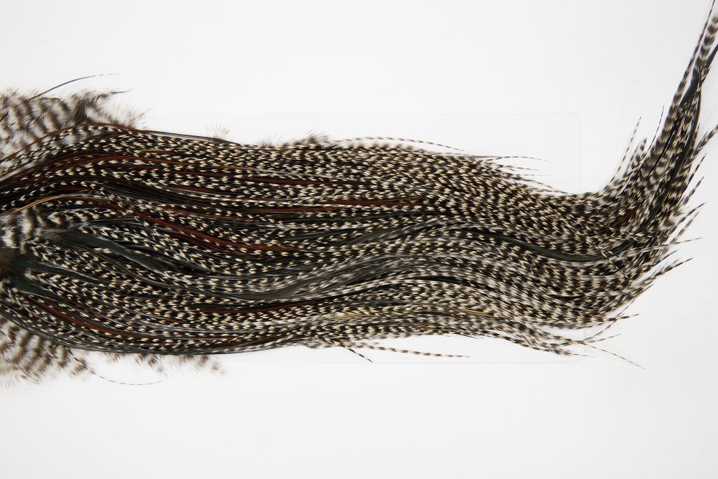 13067 Hebert Dry Fly Hackle Silver Grade Rooster Saddle Grizzly Variant Ties Size 14-18