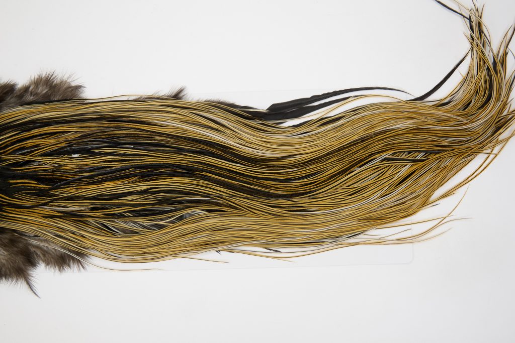13069 Hebert Dry Fly Hackle Bronze Grade Rooster Saddle Golden Badger Ties Size 16-18