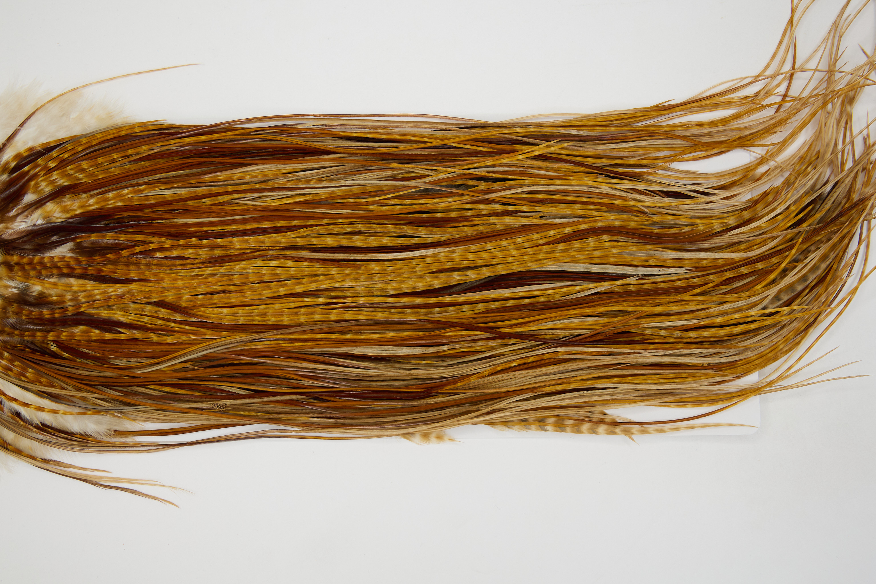 13076 Hebert Dry Fly Hackle Bronze Grade Rooster Saddle Barred Dark Ginger Ties Size 14-18