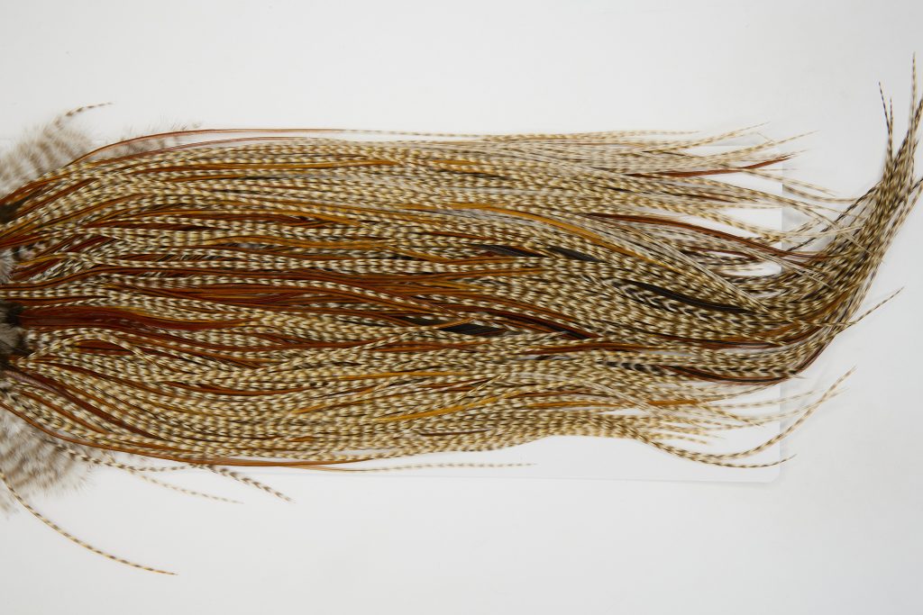 13084 Hebert Dry Fly Hackle Bronze Grade Rooster Saddle Dun Grizzly Ties Size 14-16