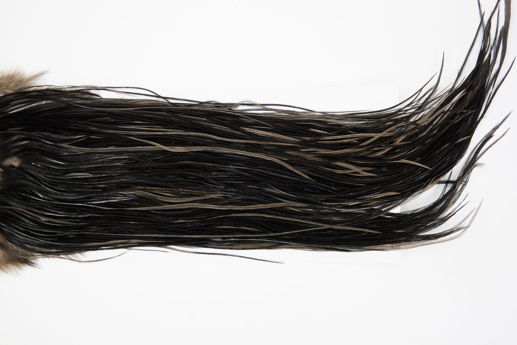 13087 Hebert Dry Fly Hackle Bronze Grade Rooster Saddle Black Ties Size 12-16