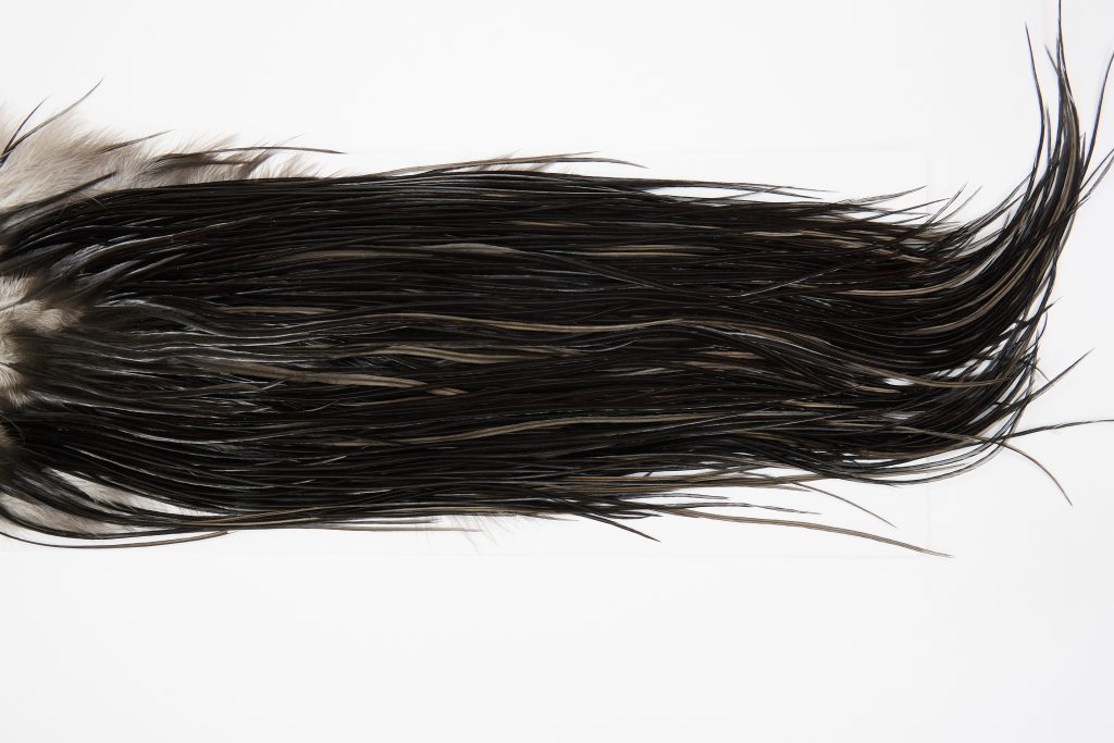 13090 Hebert Dry Fly Hackle Bronze Grade Rooster Saddle Black Ties Size 14-16