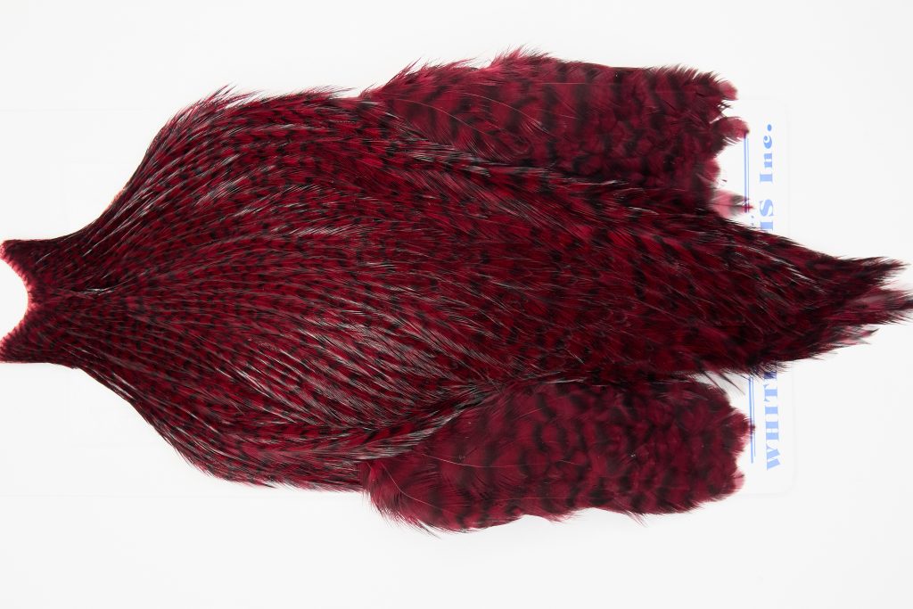 FWRC18 Freshwater Wet Fly Hackle Rooster Cape Grizzly Burgandy