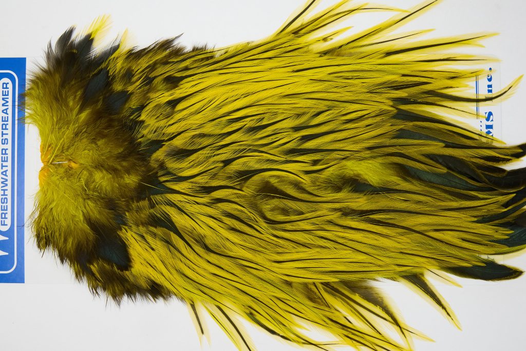 FWRS3 Freshwater Wet Fly Hackle Rooster Saddle Badger Yellow